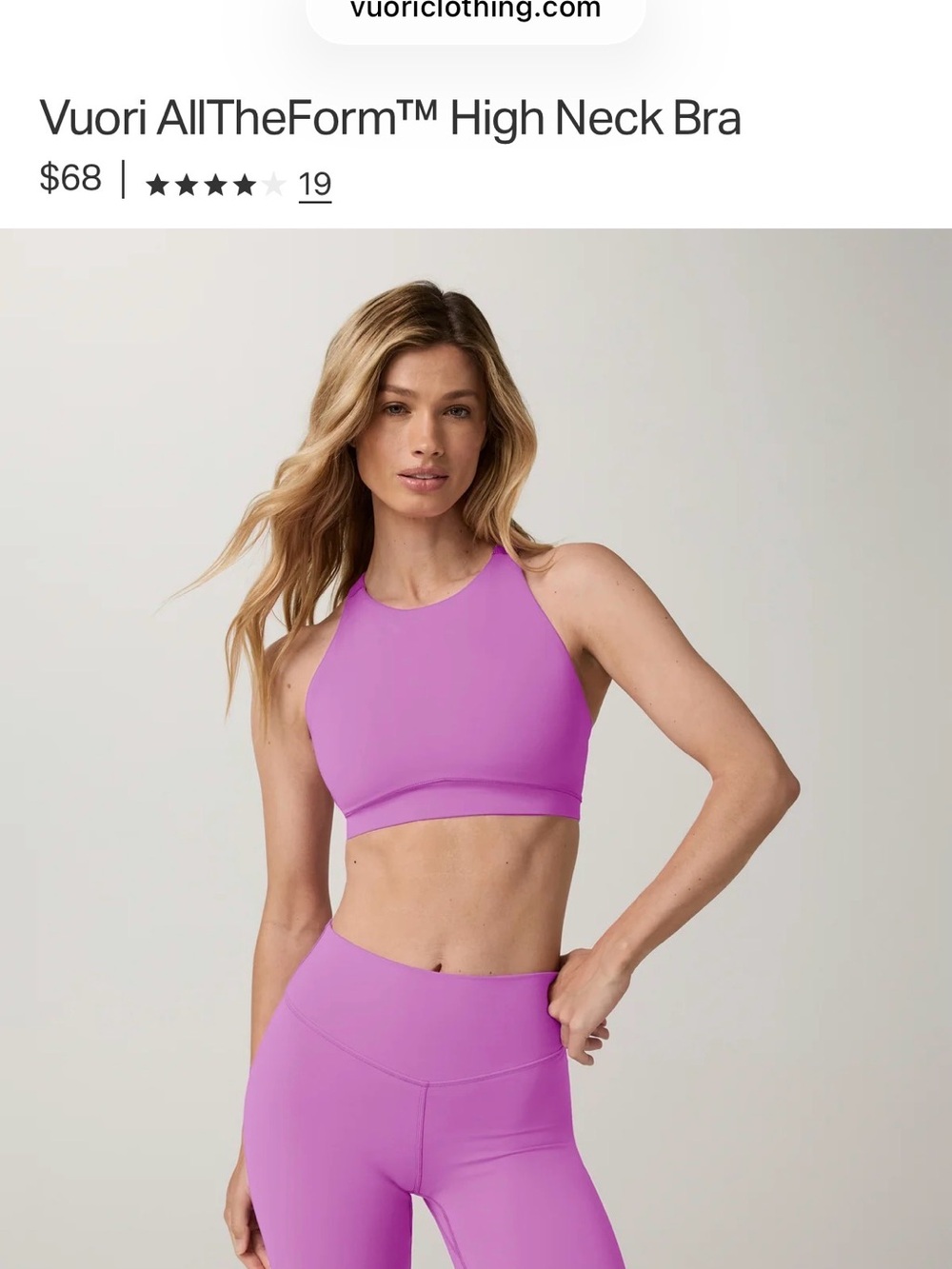 Vuori High Neck Sports Bra in Bloom